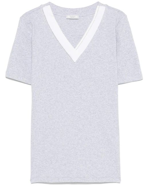 Peserico ファインリブ Tシャツ White