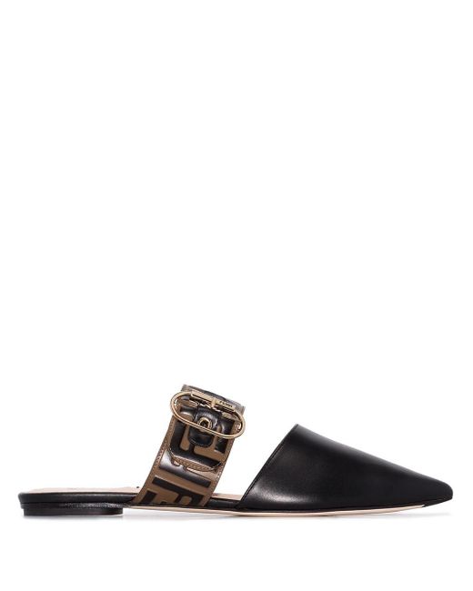 Fendi logo best sale twist mules