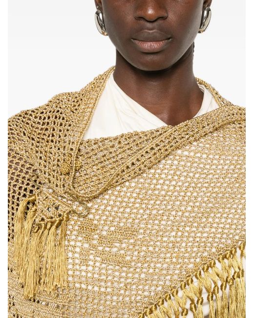 Chiara Is White Scialle Mantella Rosa Fringed-Trim Poncho
