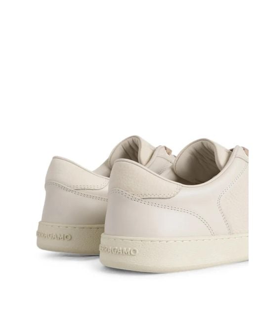 Ferragamo White Low-Top Sneakers With Signature for men