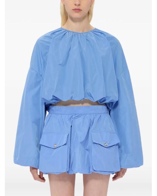 MSGM Blue Blouse À Col Rond
