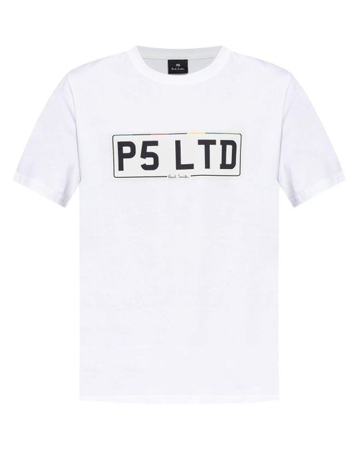 PS by Paul Smith White Number Plate-print Cotton T-shirt for men