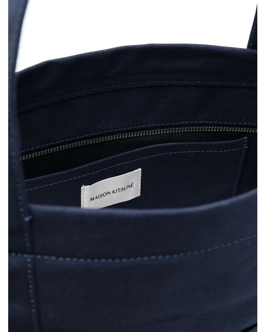 Maison Kitsuné Blue Large Fox Head Cotton Tote