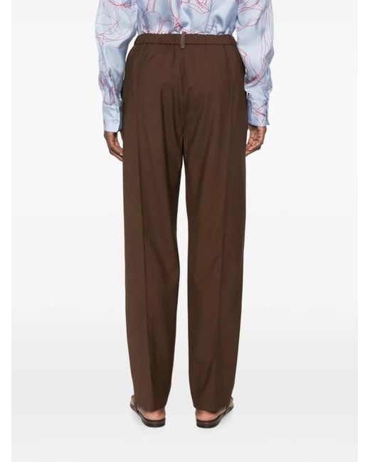 Fabiana Filippi Brown Elasticated-Waist Pressed-Crease Trousers
