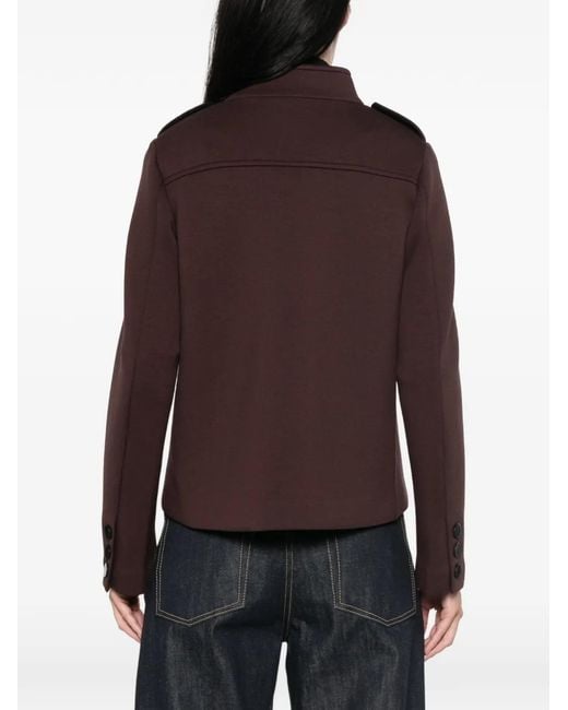 Psophia Brown Double-Breasted Epaulette Coat