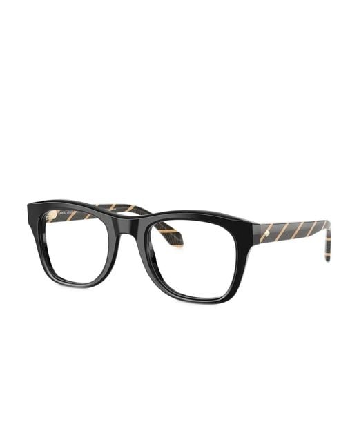Giorgio Armani Brown Striped Rectangle Glasses for men