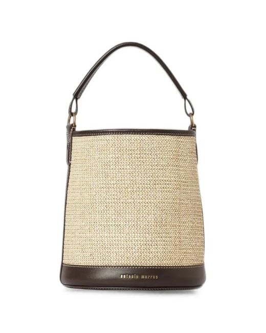 Antonio Marras Natural Floral-Print Leather-Trim Bucket Bag