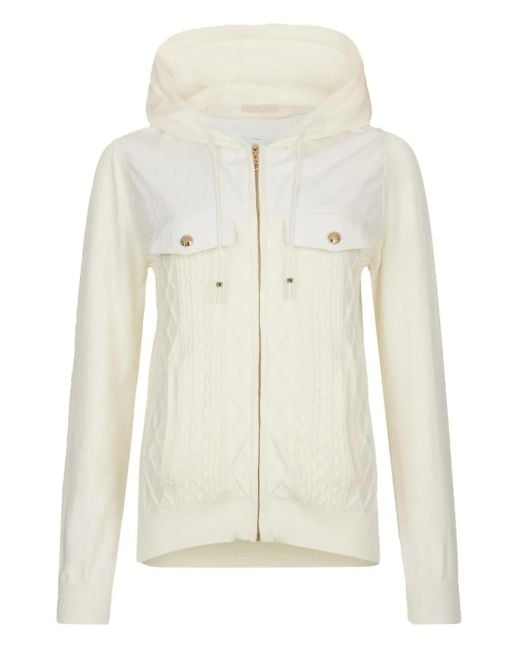 Liu Jo White Cable-Knit Zip-Up Hoodie