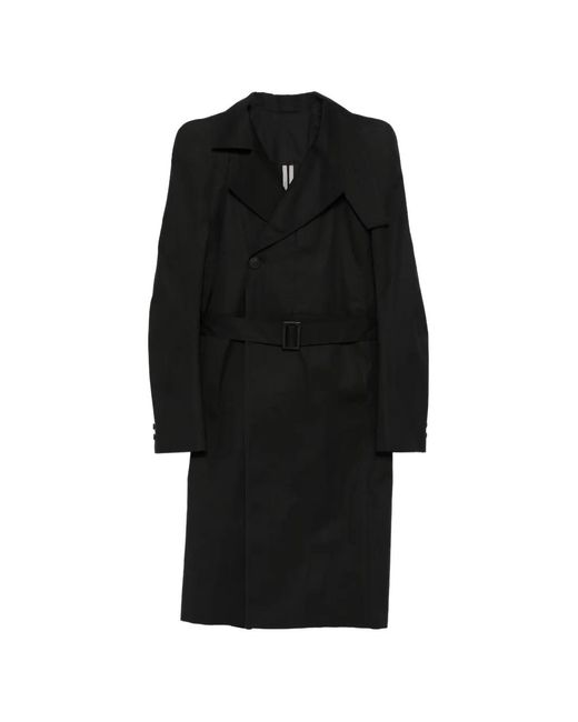 Rick Owens Black Button-Fastening Trench Coat for men