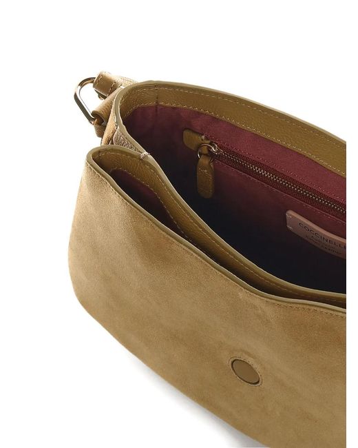 Coccinelle Natural Large Mavery Strap Leather Shoulder Bag