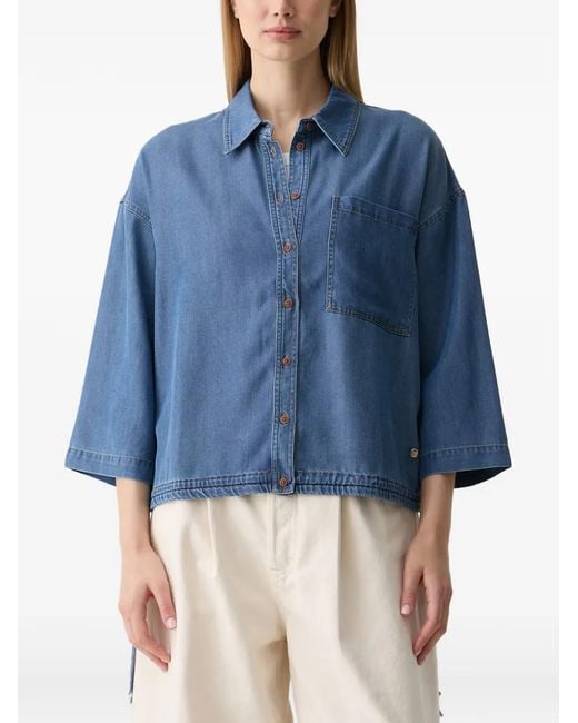 Mos Mosh Blue Mmtessa Drawstring-Hem Denim Shirt