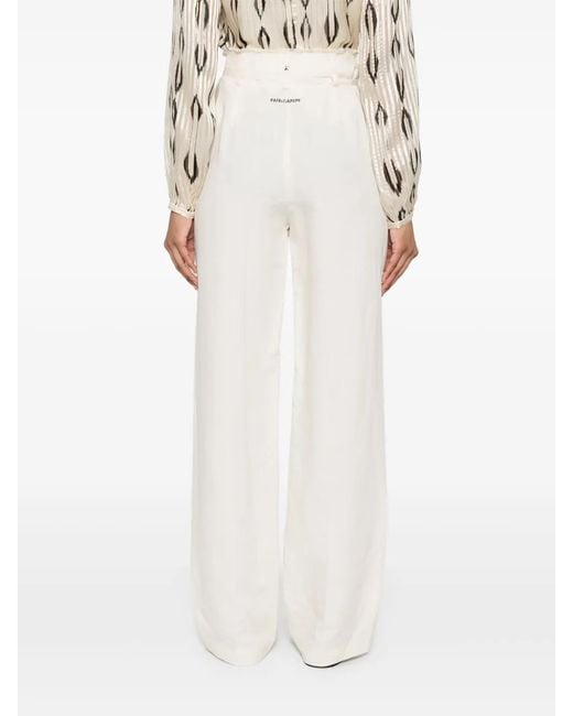 Patrizia Pepe White Wide-Leg High-Waist Pants With Drawstring Closure