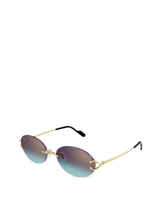 Cartier White Logo-Detail Rimless Sunglasses