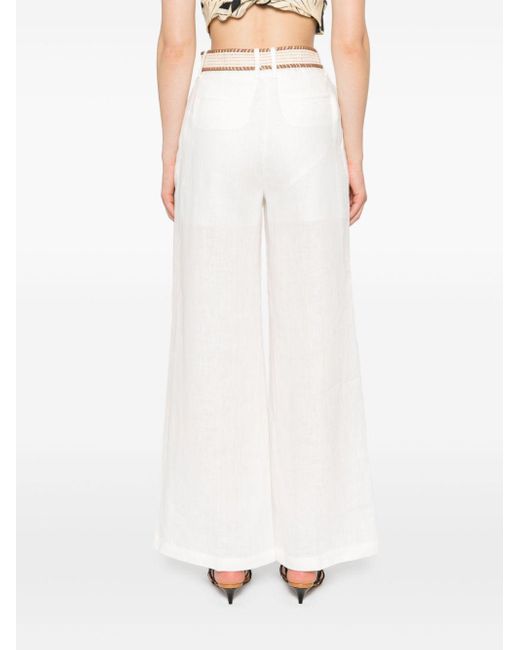 Zimmermann White Golden Tuck Palazzo Pants