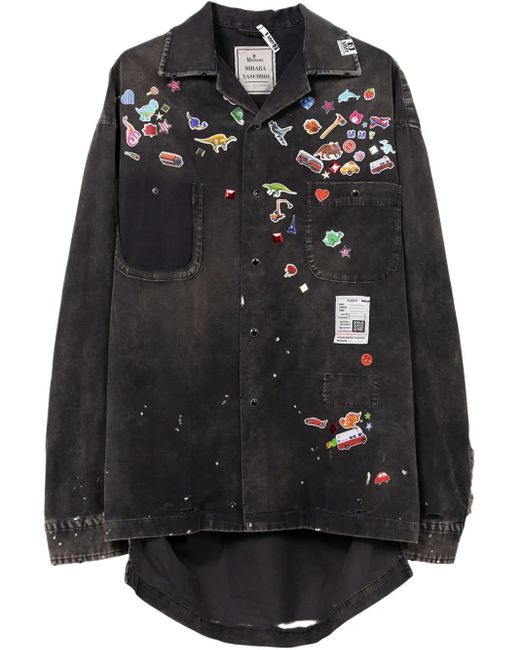 Camicia Con Applicazione di Maison Mihara Yasuhiro in Black da Uomo
