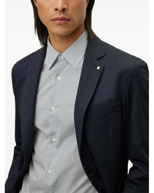 HUGO Blue Textured Single-Breasted Blazer for men