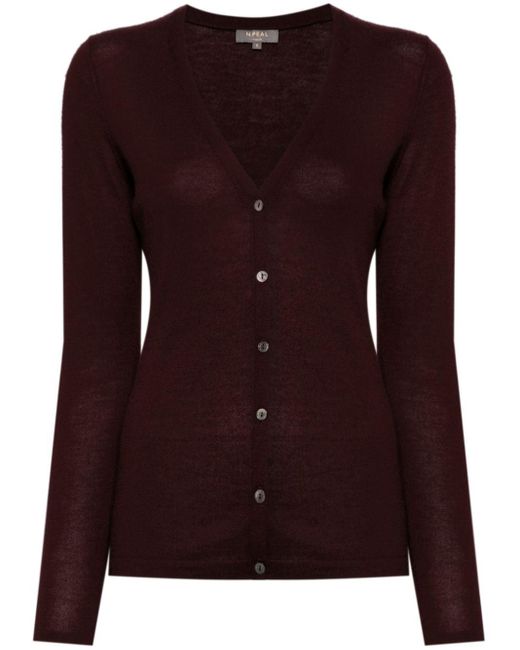 N.Peal Cashmere Purple Cashmere Long-sleeve Cardigan