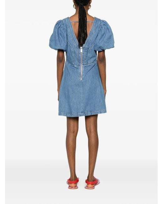 Farm Rio Blue Robe Courte À Détails De Coutures