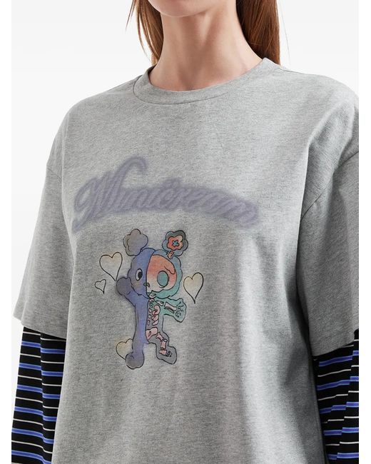 Mini Cream Blue Striped Long-Sleeve T-Shirt