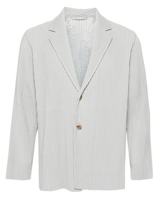 Homme Plissé Issey Miyake White Pleated Single-Breasted Jacket for men