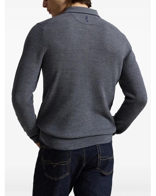 Ralph Lauren Blue Striped Piqué-Knit Polo Shirt for men