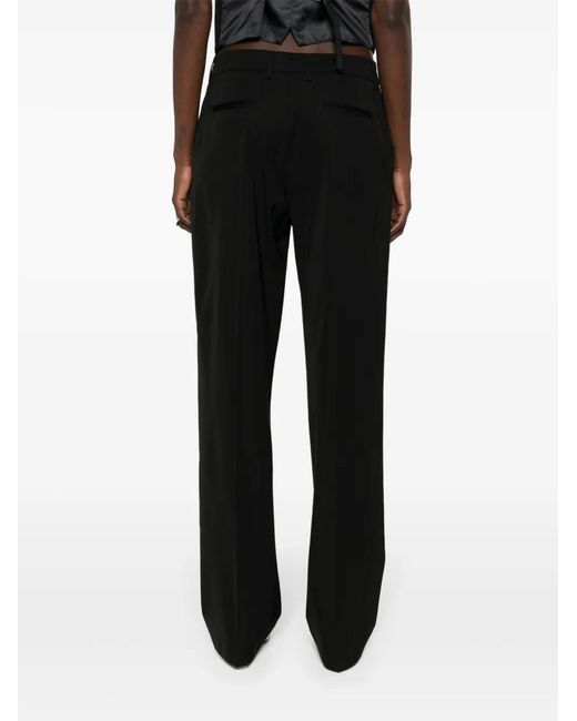 PT Torino Black Pressed-Crease Trousers