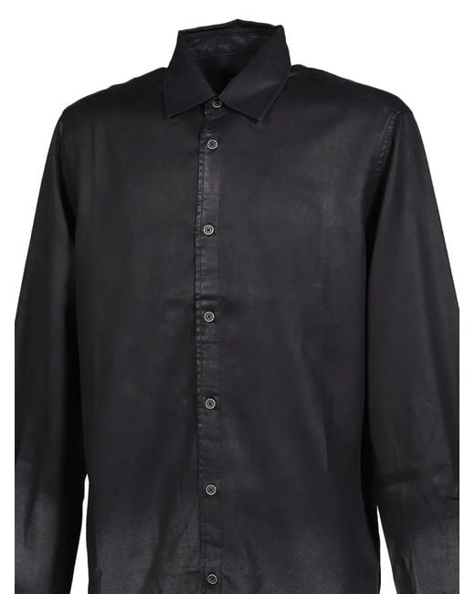 P.L.N. Gray Pointed-Collar Curved-Hem Shirt for men