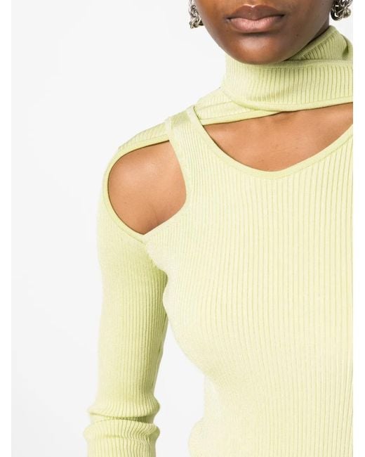 Coperni Yellow Cut-Out Ribbed Sweater