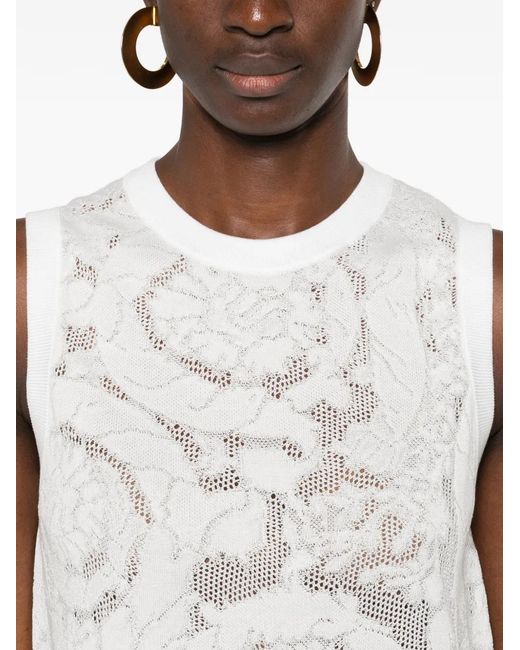 Versace White Lace Knit Top