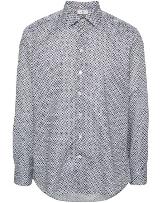 Etro Gray Cotton Shirt With Graphic Print for men