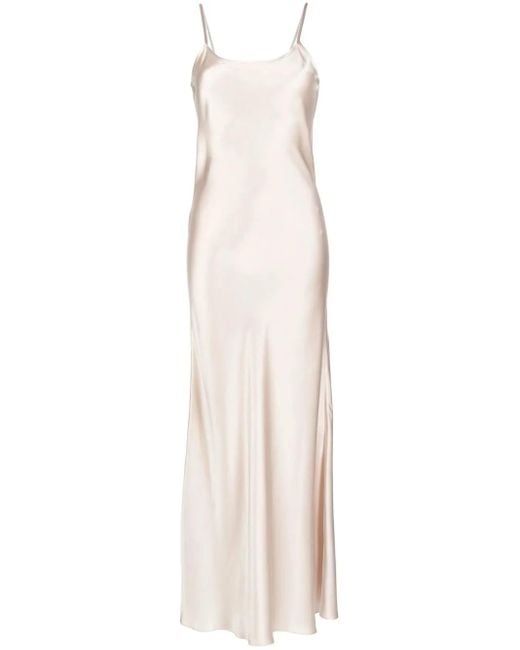 Voz White Liquid Silk Slip Dress