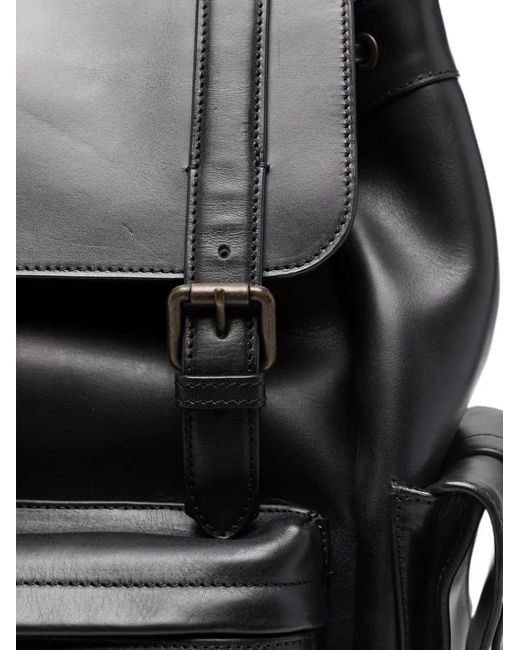 Officine Creative Black Bostonian 003 Buckle-Fastening Leather Backpack
