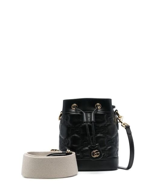 Gucci Black GG Matelassé Bucket Bag