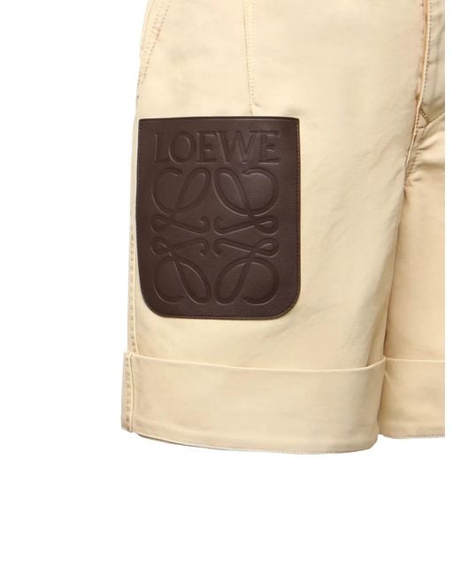 Loewe Natural Cuffed Logo Shorts for men