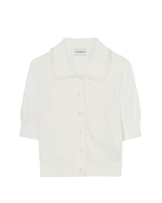 Claudie Pierlot White Lace Knit Cardigan