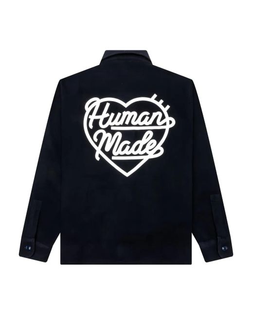 Human Made Blue Embroidered-Logo Overshirt for men
