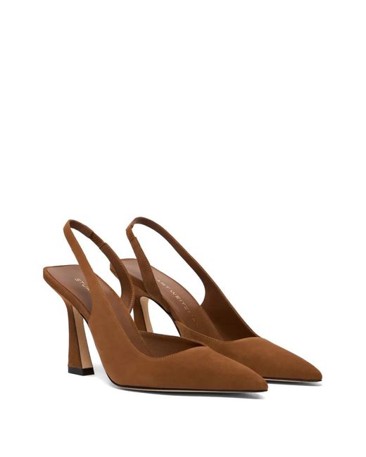 Stuart Weitzman Brown Vinnie D'Orsay Slingback Heeled Pumps