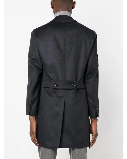 Lardini Black Single-Breasted Cashmere Overcoat for men