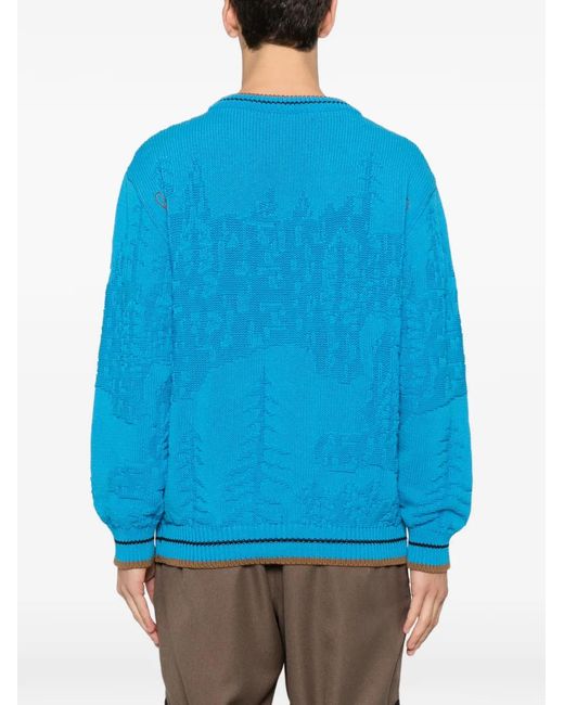 Kiko Kostadinov Blue Fitz Embroidered Sweater for men