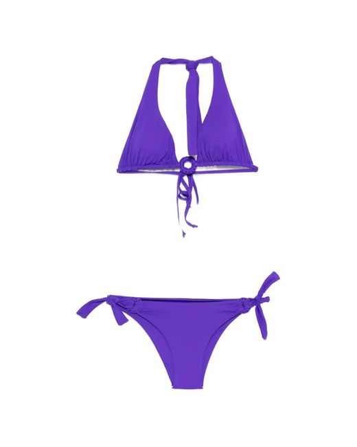 Fisico Purple Crochet Bowknot Beachwear