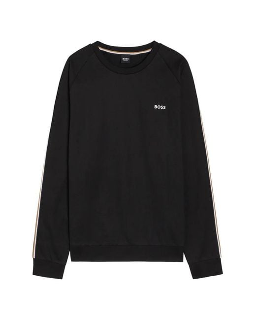 Boss Black Logo-Print Side-Stripe Sweatshirt for men