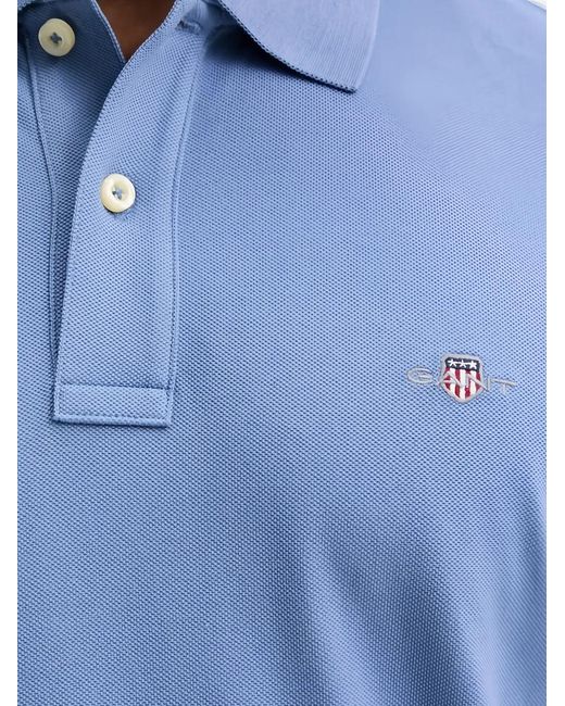 Gant Blue Logo-Embroidered Polo Shirt for men