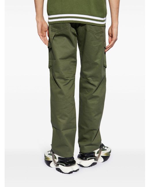 Balmain Green Panelled Cotton Cargo Trousers for men