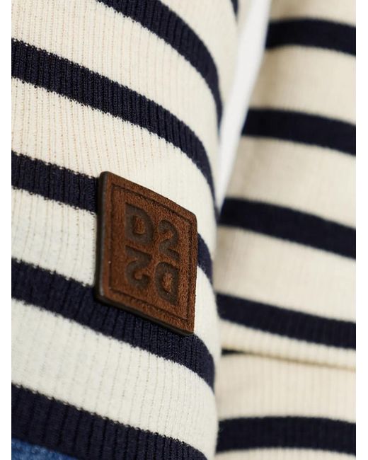 DSquared² White Striped Wool Sweater