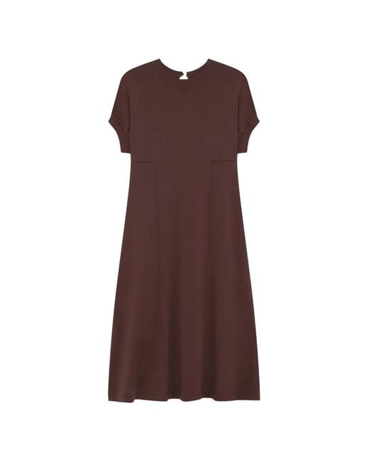 Alpha Studio Brown Short Sleeve Midi Dress