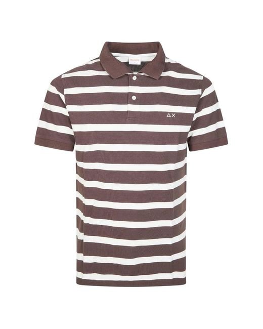 Sun 68 Red Striped Polo Shirt for men
