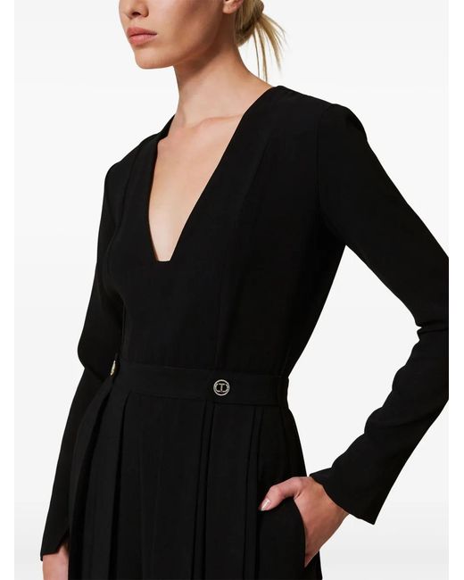 Twinset Black Pleated Jumpsuit