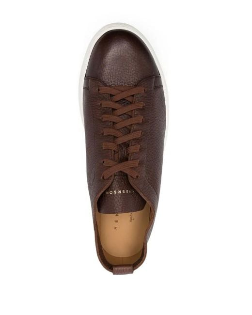 Henderson Brown Leather Low-Top Sneakers for men