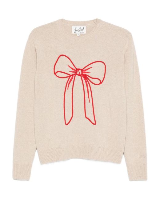 Mc2 Saint Barth White New Queen Bow-Detail Sweater