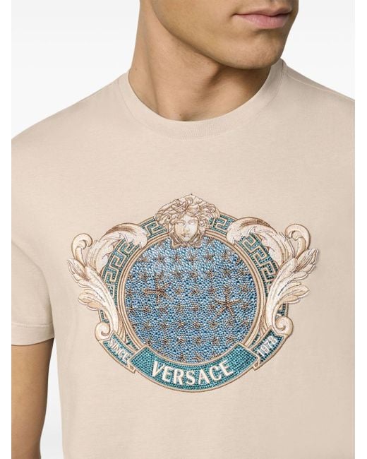 Versace Natural Starfish Blason Cotton T-shirt for men